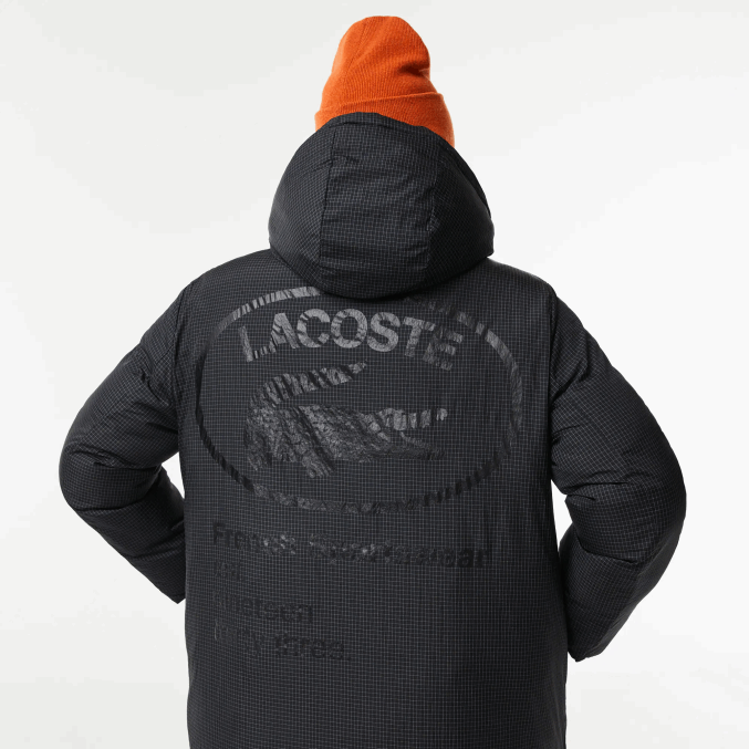 negro 031 VVL0A2613 mujer Lacoste chaqueta larga reversible repelente al agua