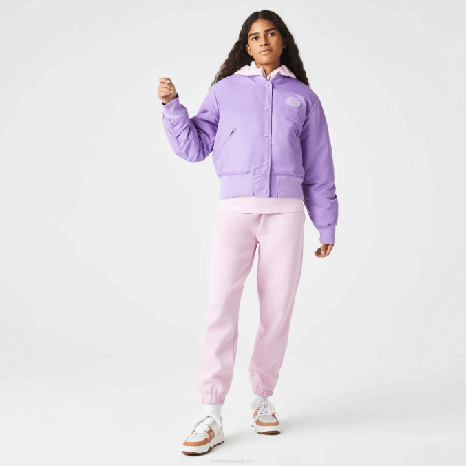 púrpura gfu VVL0A2624 mujer Lacoste chamarra bomber acolchada de nailon