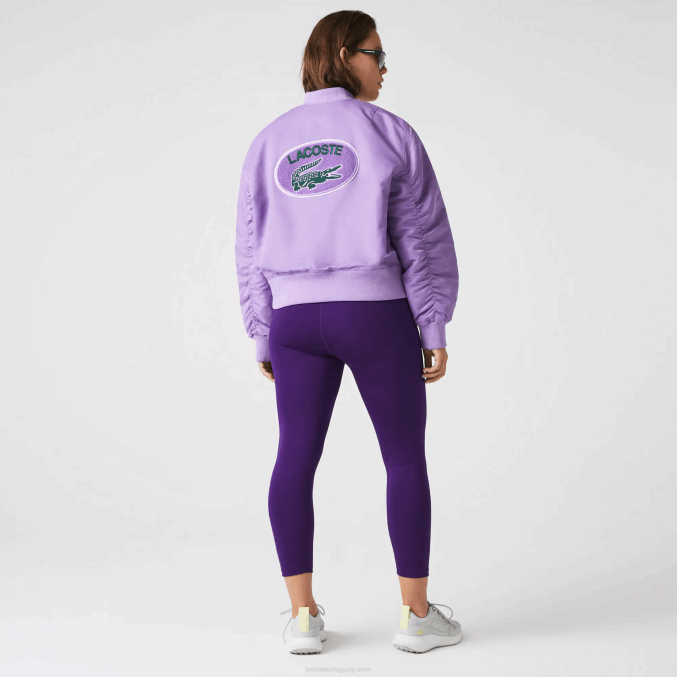 púrpura gfu VVL0A2624 mujer Lacoste chamarra bomber acolchada de nailon