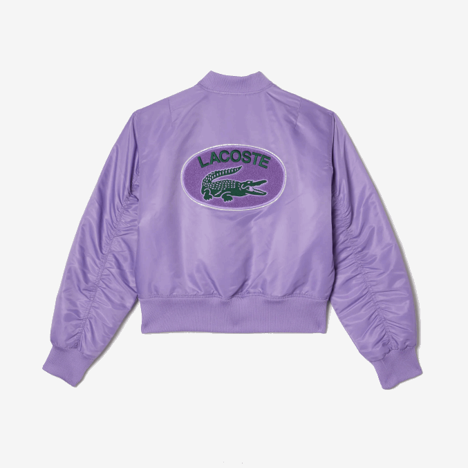 púrpura gfu VVL0A2624 mujer Lacoste chamarra bomber acolchada de nailon