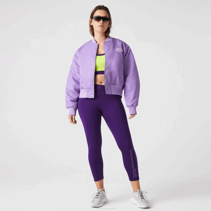 púrpura gfu VVL0A2624 mujer Lacoste chamarra bomber acolchada de nailon