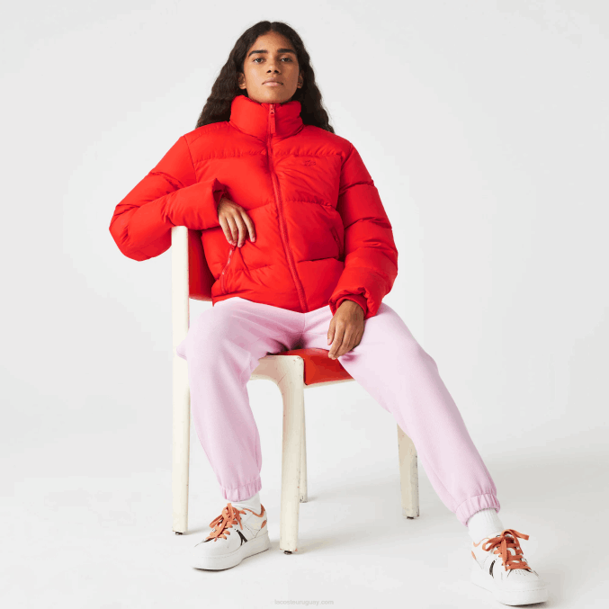 rojo f8m VVL0A2617 mujer Lacoste chaqueta acolchada plegable