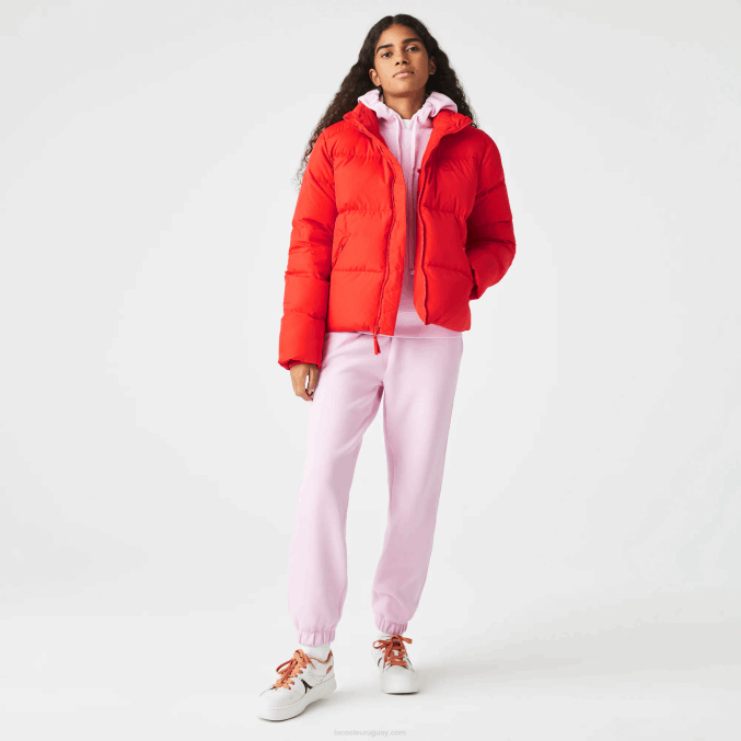 rojo f8m VVL0A2617 mujer Lacoste chaqueta acolchada plegable