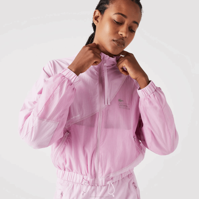 rosa z4h VVL0A2627 mujer Lacoste chamarra de nailon con forro de malla