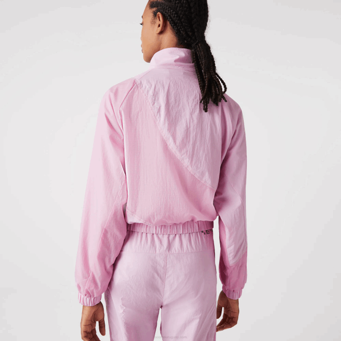 rosa z4h VVL0A2627 mujer Lacoste chamarra de nailon con forro de malla