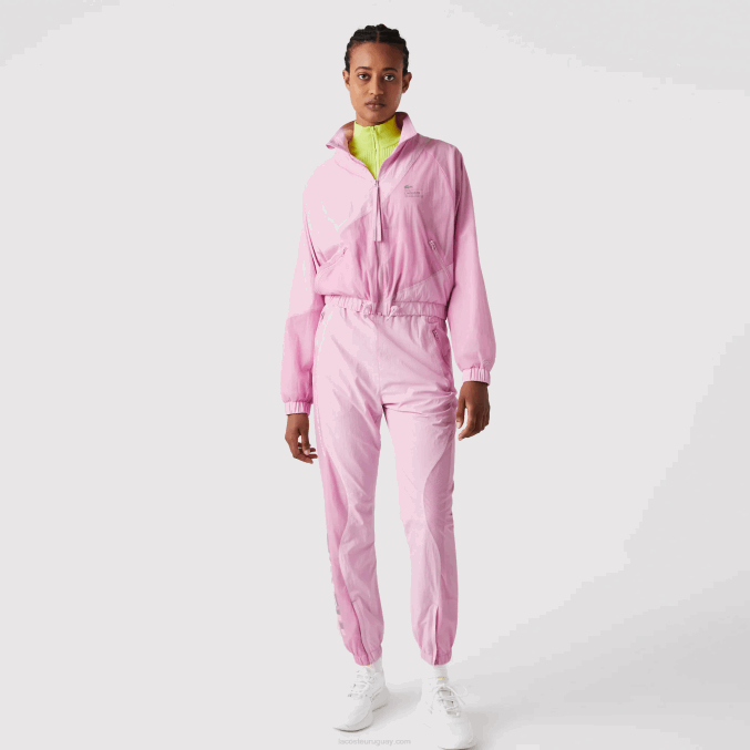 rosa z4h VVL0A2627 mujer Lacoste chamarra de nailon con forro de malla