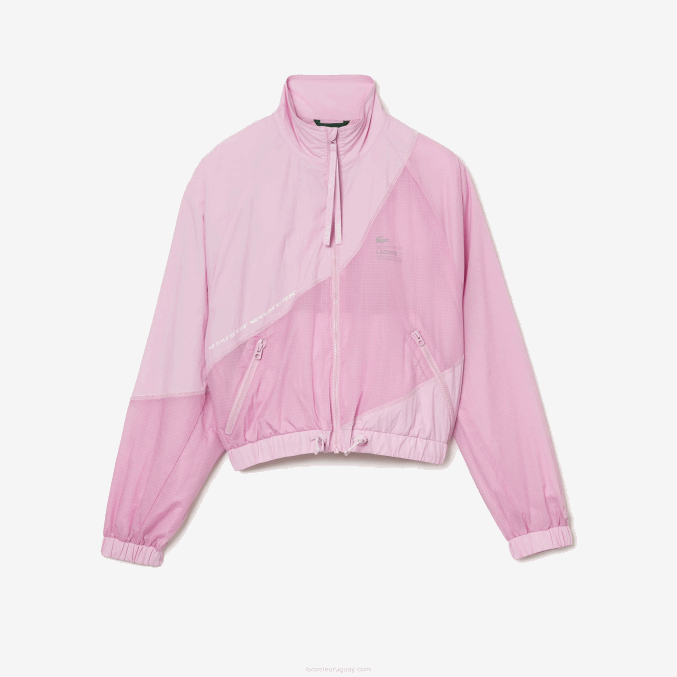 rosa z4h VVL0A2627 mujer Lacoste chamarra de nailon con forro de malla