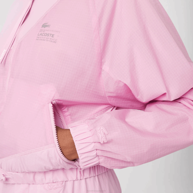 rosa z4h VVL0A2627 mujer Lacoste chamarra de nailon con forro de malla