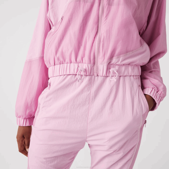 rosa z4h VVL0A2627 mujer Lacoste chamarra de nailon con forro de malla
