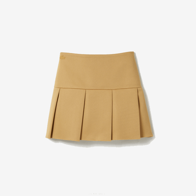 beige l7d VVL0A2664 mujer Lacoste falda de tenis de lona plisada edición desfile de moda