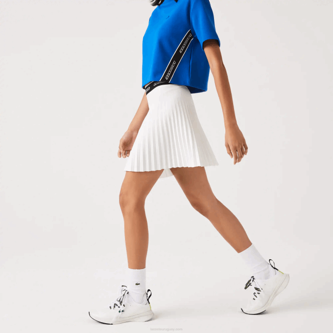 blanco 70v VVL0A2353 mujer Lacoste falda plisada con cintura elástica