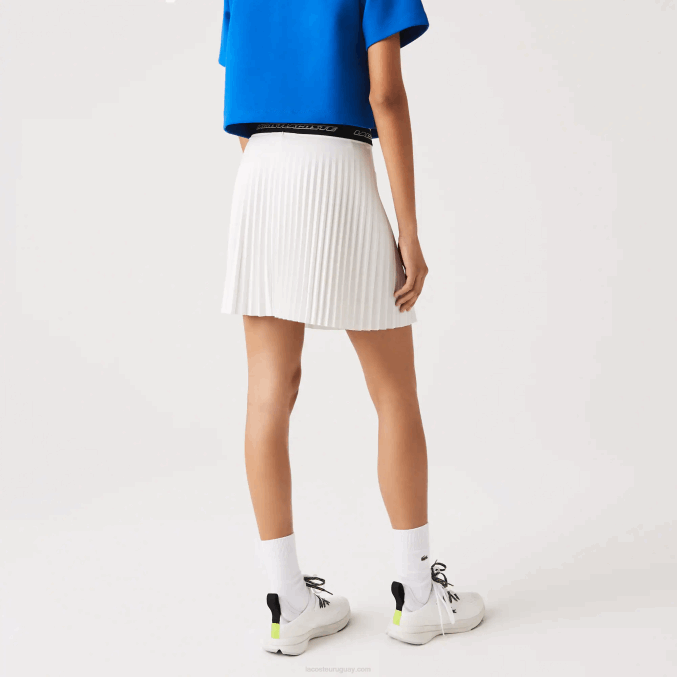 blanco 70v VVL0A2353 mujer Lacoste falda plisada con cintura elástica