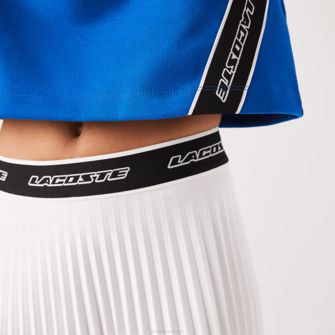 blanco 70v VVL0A2353 mujer Lacoste falda plisada con cintura elástica