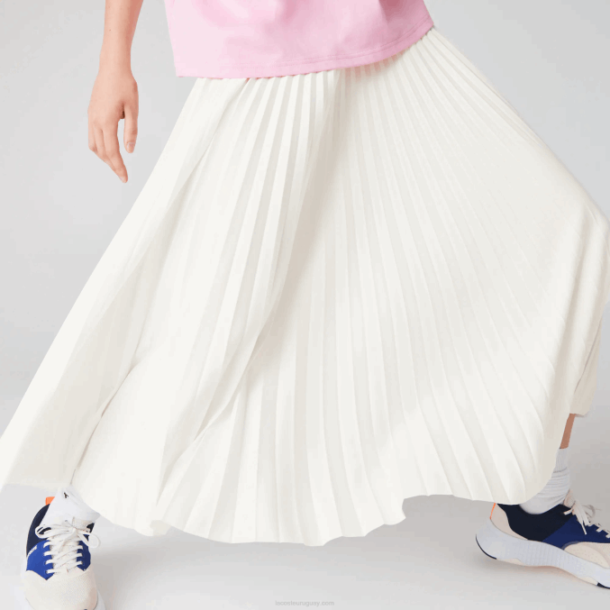 blanco 70v VVL0A2603 mujer Lacoste falda plisada con elástico de la marca