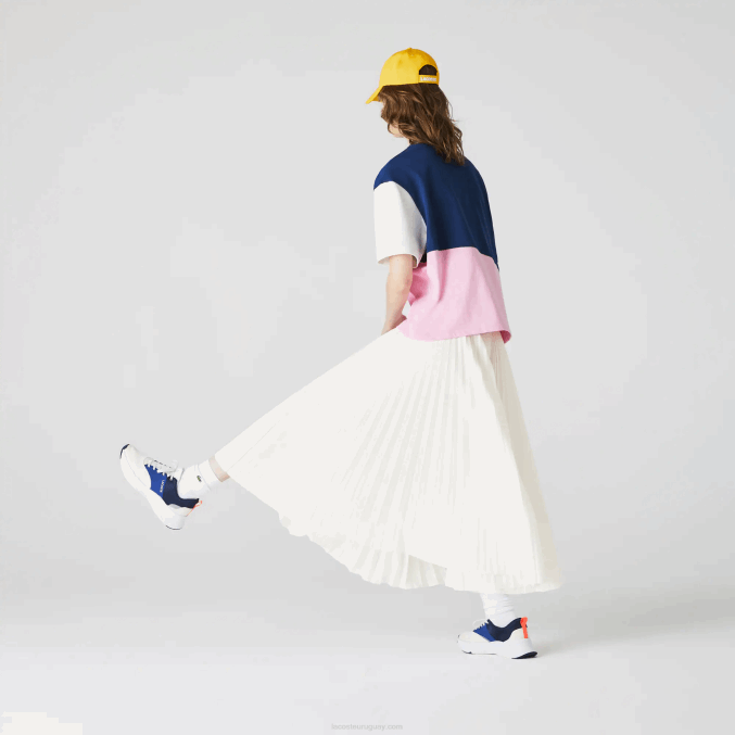 blanco 70v VVL0A2603 mujer Lacoste falda plisada con elástico de la marca