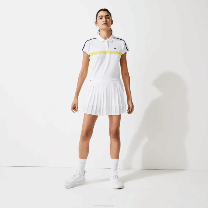 blanco z92 VVL0A2612 mujer Lacoste falda plisada de malla técnica sport tennis