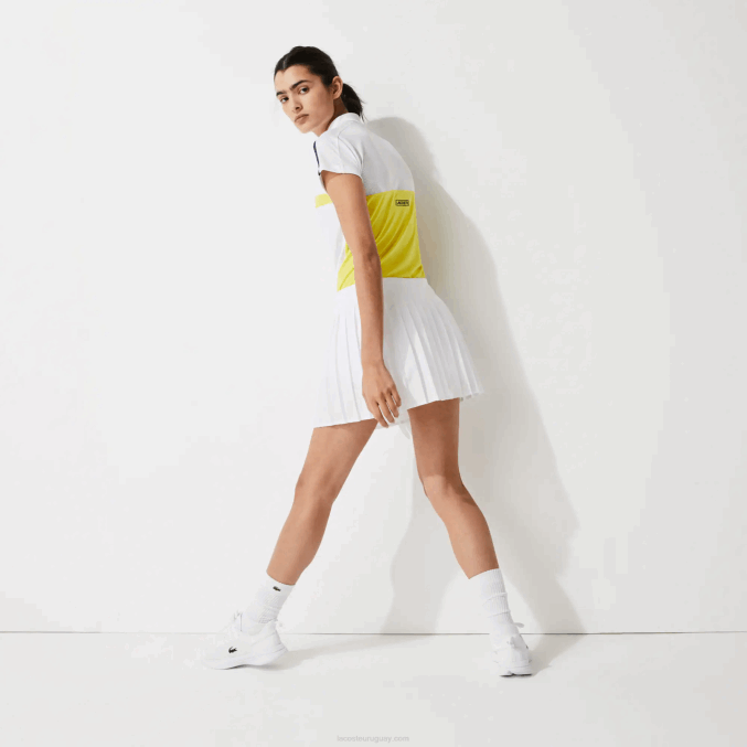 blanco z92 VVL0A2612 mujer Lacoste falda plisada de malla técnica sport tennis