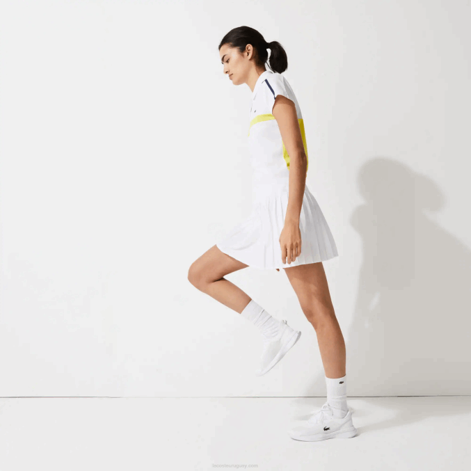 blanco z92 VVL0A2612 mujer Lacoste falda plisada de malla técnica sport tennis