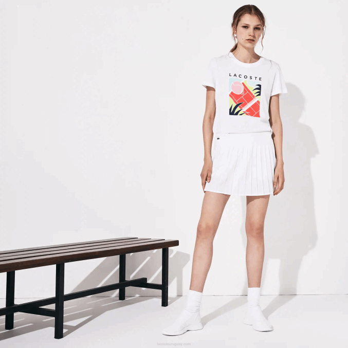 blanco z92 VVL0A2612 mujer Lacoste falda plisada de malla técnica sport tennis