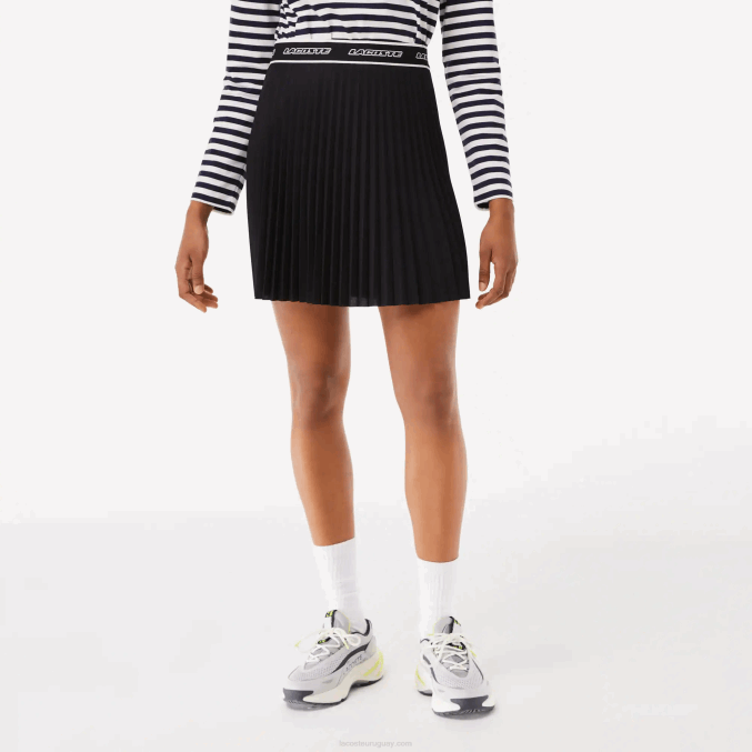 negro 031 VVL0A2352 mujer Lacoste falda plisada con cintura elástica