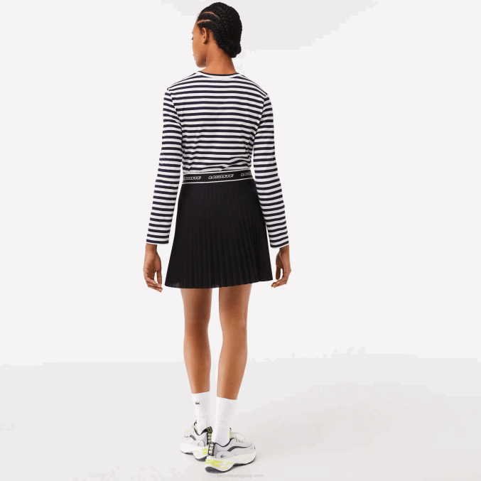 negro 031 VVL0A2352 mujer Lacoste falda plisada con cintura elástica
