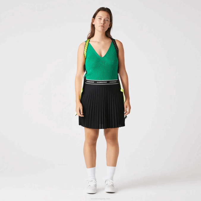 negro 031 VVL0A2352 mujer Lacoste falda plisada con cintura elástica
