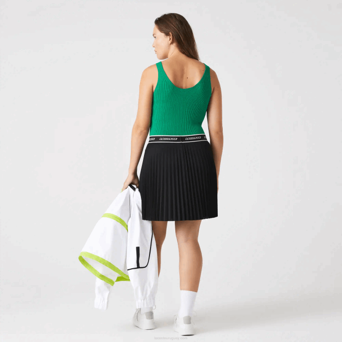 negro 031 VVL0A2352 mujer Lacoste falda plisada con cintura elástica