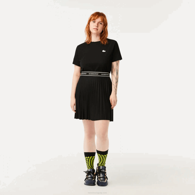 negro 031 VVL0A2352 mujer Lacoste falda plisada con cintura elástica