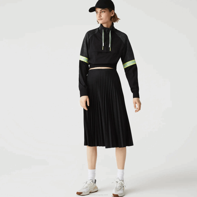 negro 031 VVL0A2601 mujer Lacoste falda plisada fluida con cintura elástica