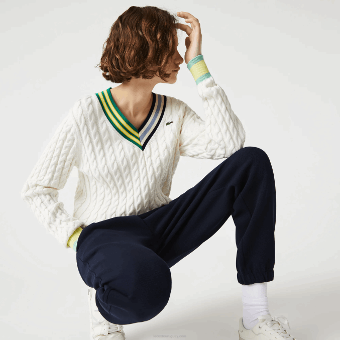 azul marino 166 VVL0A2413 mujer Lacoste joggers de mezcla de algodón