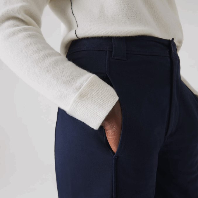 azul marino 166 VVL0A2652 mujer Lacoste pantalones de gabardina de algodón