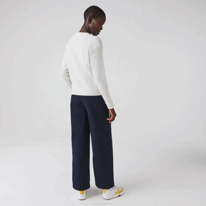 azul marino 166 VVL0A2652 mujer Lacoste pantalones de gabardina de algodón