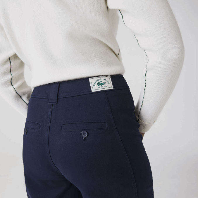 azul marino 166 VVL0A2652 mujer Lacoste pantalones de gabardina de algodón