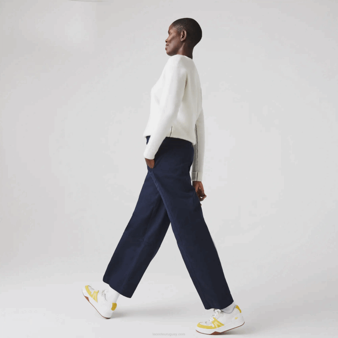 azul marino 166 VVL0A2652 mujer Lacoste pantalones de gabardina de algodón