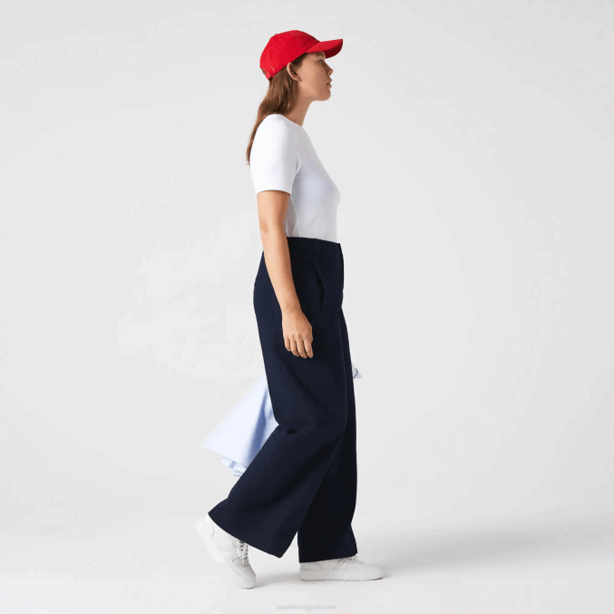 azul marino 166 VVL0A2652 mujer Lacoste pantalones de gabardina de algodón