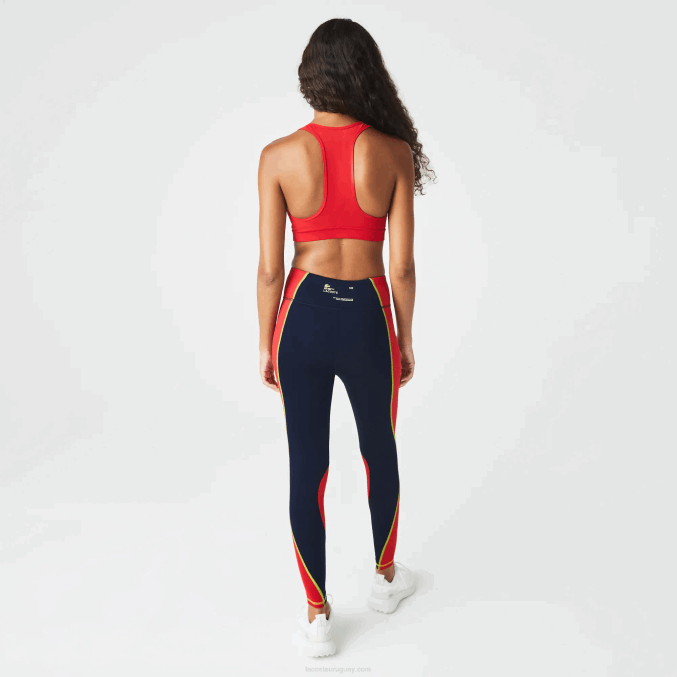 azul marino rojo 4xh VVL0A2532 mujer Lacoste leggins deportivos con efecto tejido y bloques de color