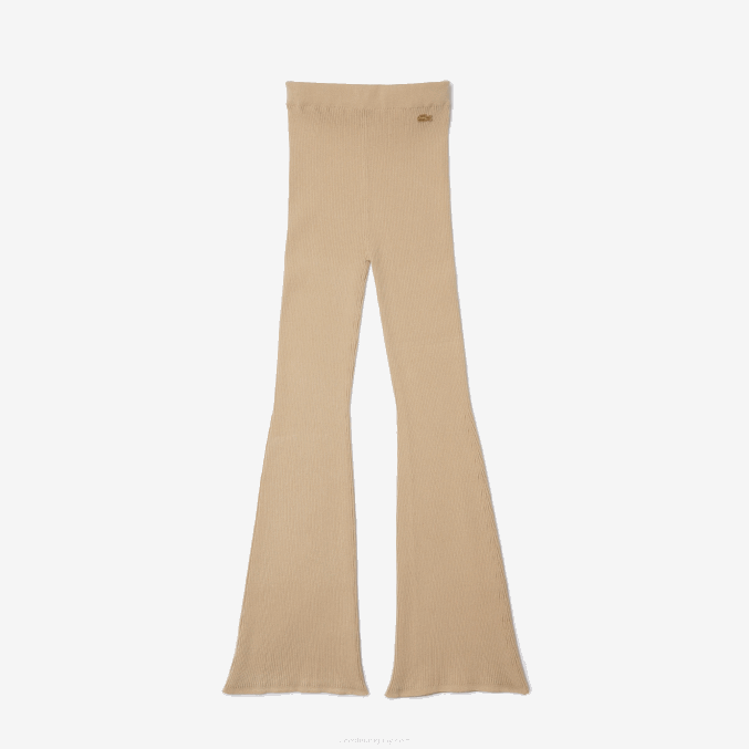 beige 02s VVL0A2562 mujer Lacoste leggins tejidos de canalé sin costuras