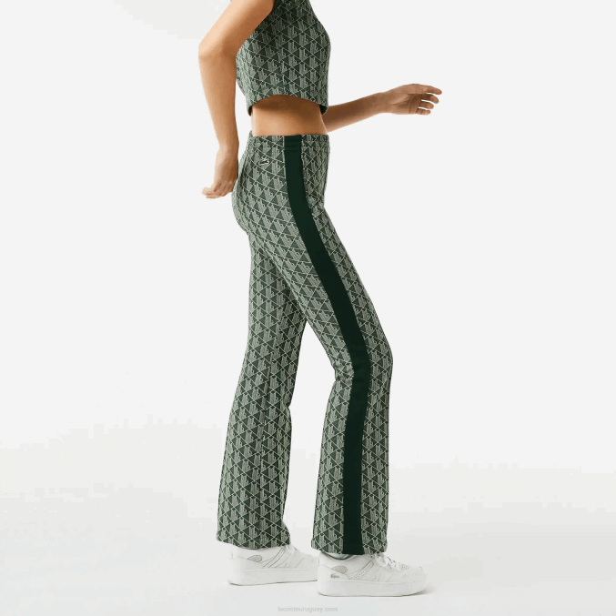 beige verde 7m4 VVL0A2535 mujer Lacoste pantalones de chándal con monograma estampado