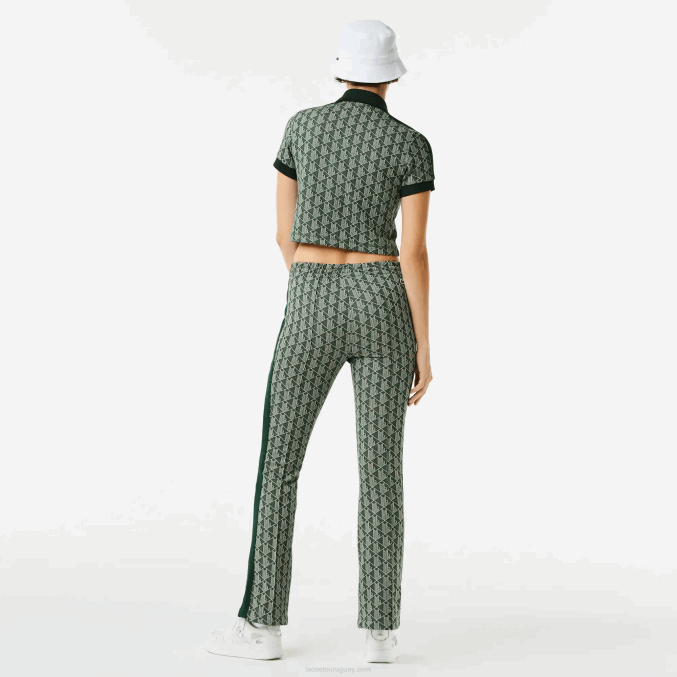 beige verde 7m4 VVL0A2535 mujer Lacoste pantalones de chándal con monograma estampado
