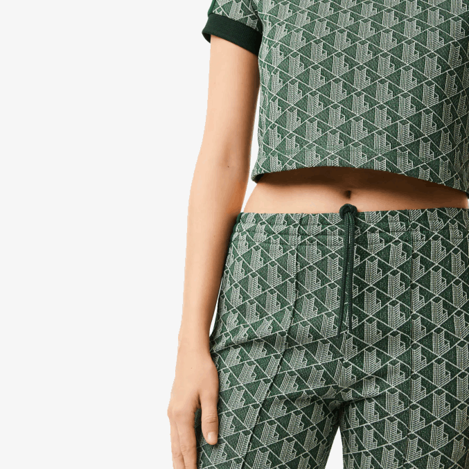 beige verde 7m4 VVL0A2535 mujer Lacoste pantalones de chándal con monograma estampado