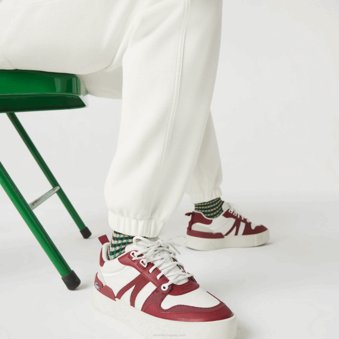 blanco 70v VVL0A2551 mujer Lacoste joggers de mezcla de algodón