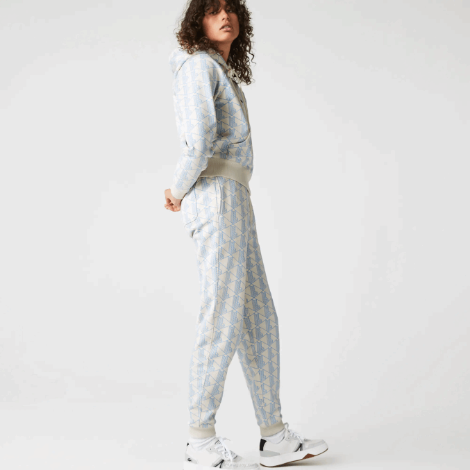 blanco azul dpq VVL0A2574 mujer Lacoste pantalones de chándal con diseño de monograma en vivo
