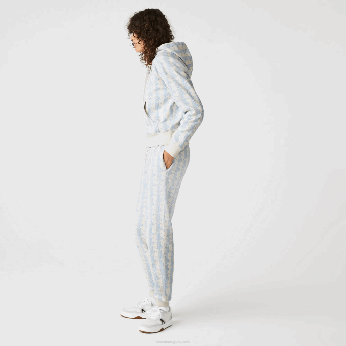 blanco azul dpq VVL0A2574 mujer Lacoste pantalones de chándal con diseño de monograma en vivo