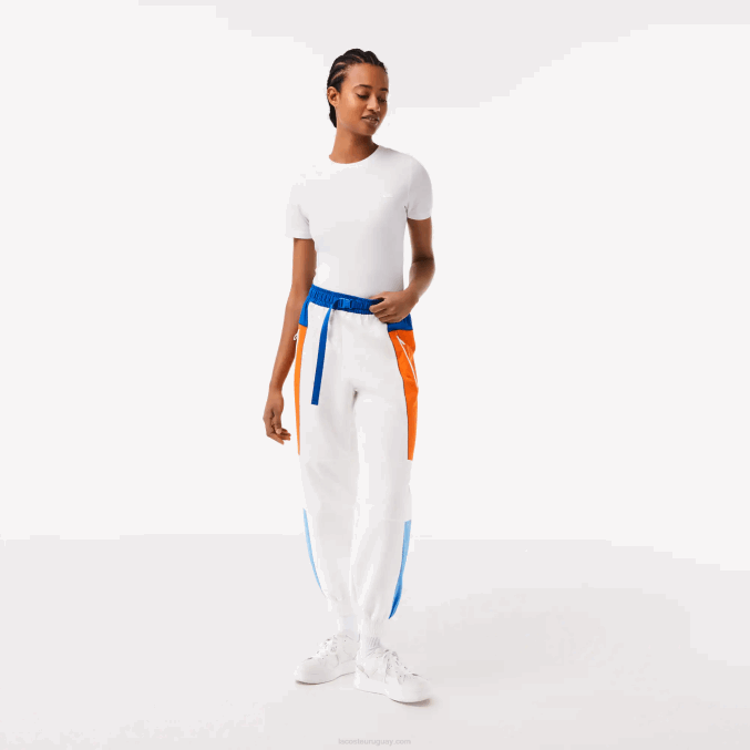 blanco azul naranja azul rlm VVL0A2553 mujer Lacoste pantalones de chándal con diseño colour block