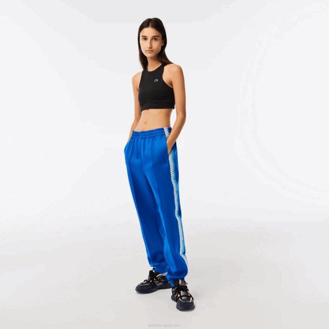 kxb azul VVL0A2407 mujer Lacoste pantalones de chándal con franja del logo