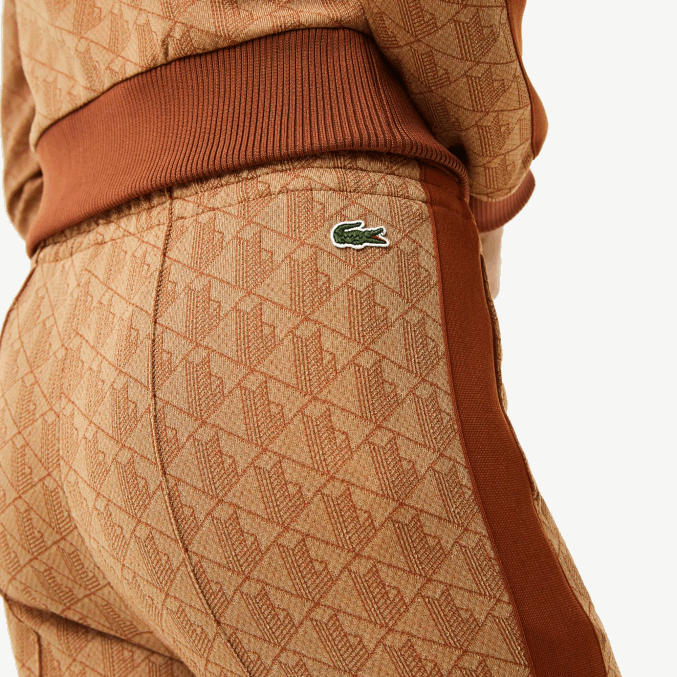 marrón beige zwm VVL0A2536 mujer Lacoste pantalones de chándal con monograma estampado