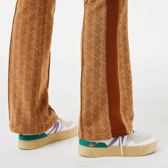 marrón beige zwm VVL0A2536 mujer Lacoste pantalones de chándal con monograma estampado