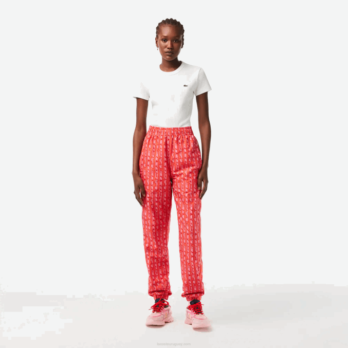 naranja rojo rosa zi1 VVL0A2396 mujer Lacoste pantalones de chándal con logo estampado