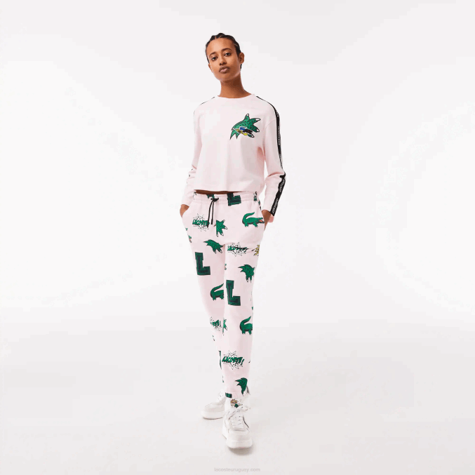 rosa claro t03 VVL0A2569 mujer Lacoste pantalones de chándal con estampado de cómic