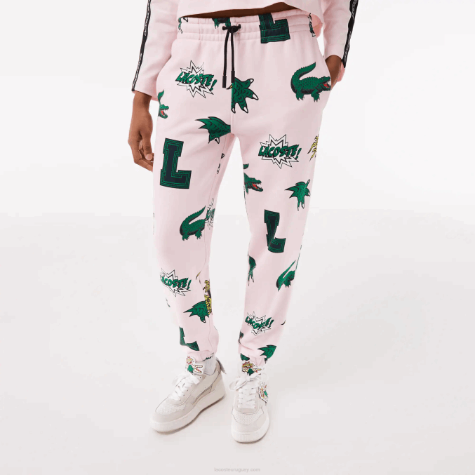 rosa claro t03 VVL0A2569 mujer Lacoste pantalones de chándal con estampado de cómic